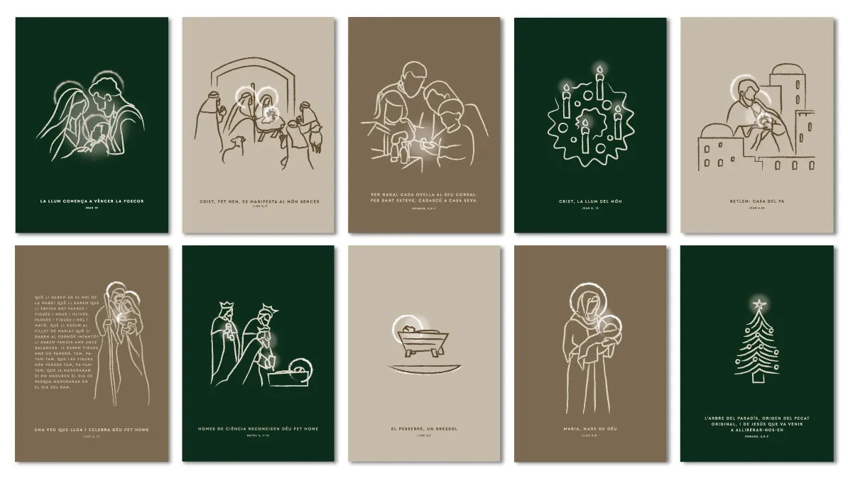 Pack de 10 postales de Navidad + 10 sobres